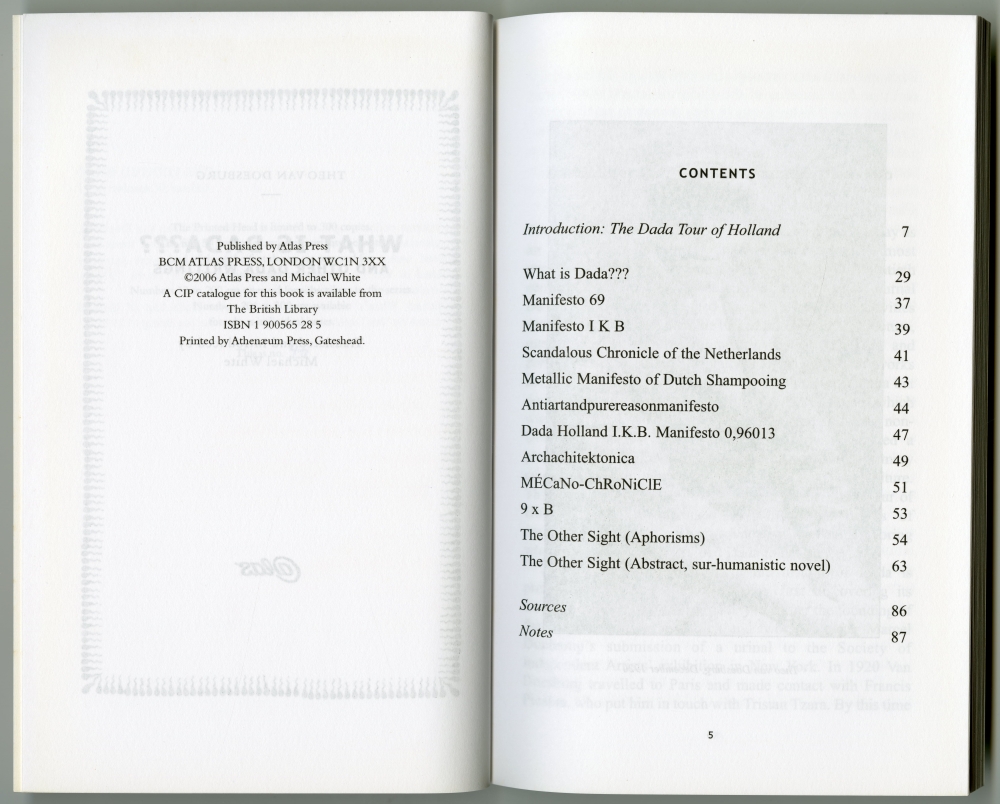 10/11. Theo Van Doesburg & Michael White “WHAT IS DADA??? ” 奥付